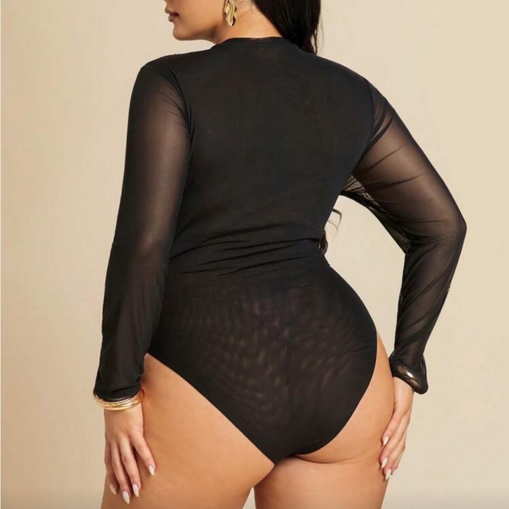 Elegant Black Sheer Bodysuit - Picture 3 of 5